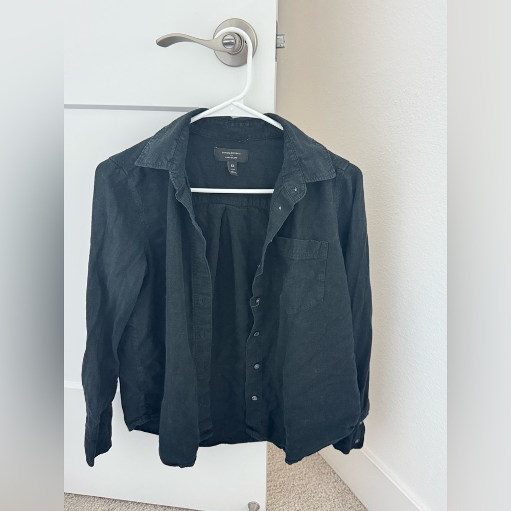 Black Button Up T Shirt